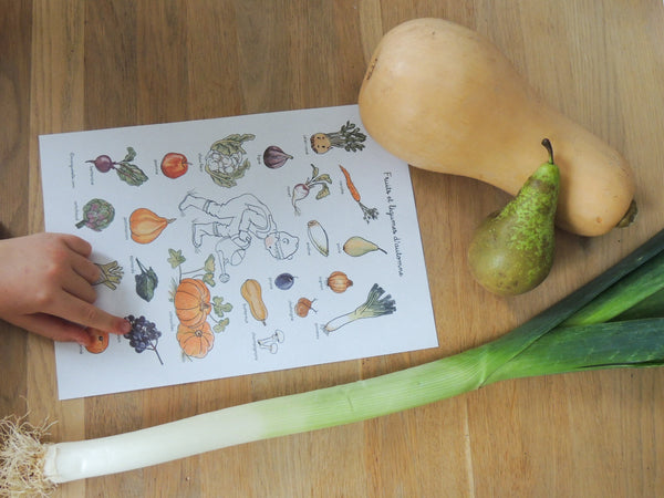 Reconnaître les fruits et les légumes d'automne avec Eugène