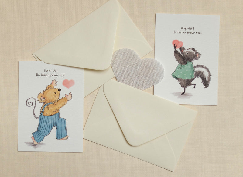 Deux petites cartes "Un bisou pour toi"